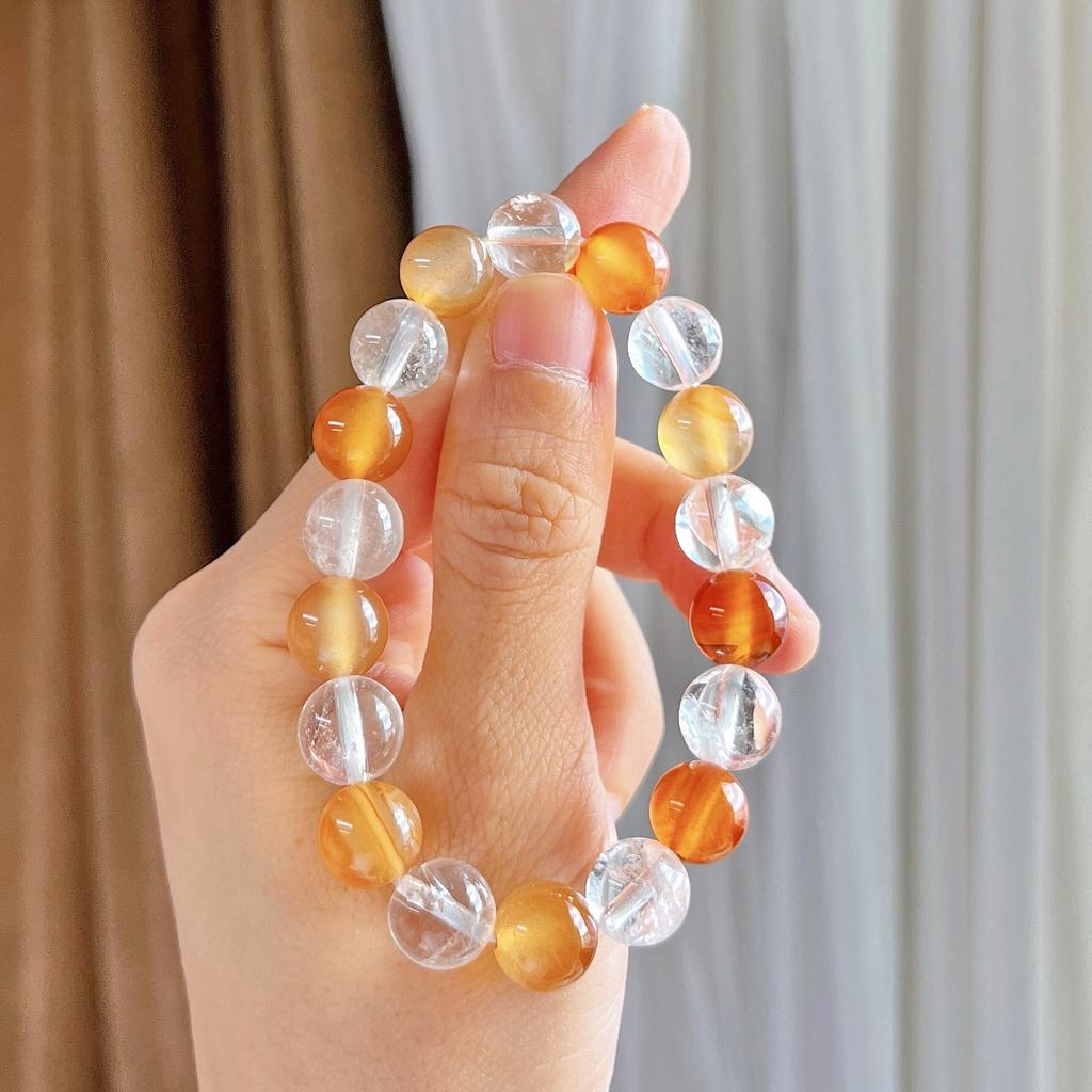 10Mm Natural White Crystal Chalcedony Design Bracelet Bracelet