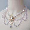 Bow Water Drop Pearl Retro Choker Necklace for Lolita Girls