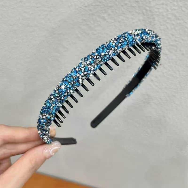 Nonslip Toothed Elastic Rhinestone Hair Hoops Glitter Trendy Hair Accessories for Women Graduation Ceremony Use