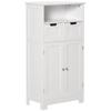 Bathroom Cabinet, Free Standing Bathroom Storage Cabinet with 2 Drawers and Adjustable Shelf, Small Bathroom Storage Unit, White
