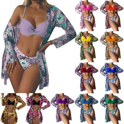 Women's Bikini Floral Sexy Quick-drying Swimsuit 3-piece Set