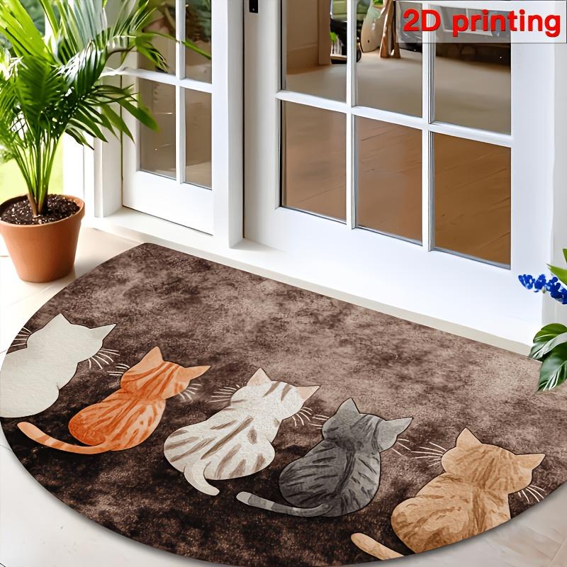1Pcs Cute Cat Semi Circle Welcome Doormat Non-Slip for Outdoor Patio Porch Kitchen Bathroom Entryway Floor Mat