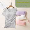 Women's Short-Sleeve Modal Tank with Chest Pad - No Bra Yoga Base Layer