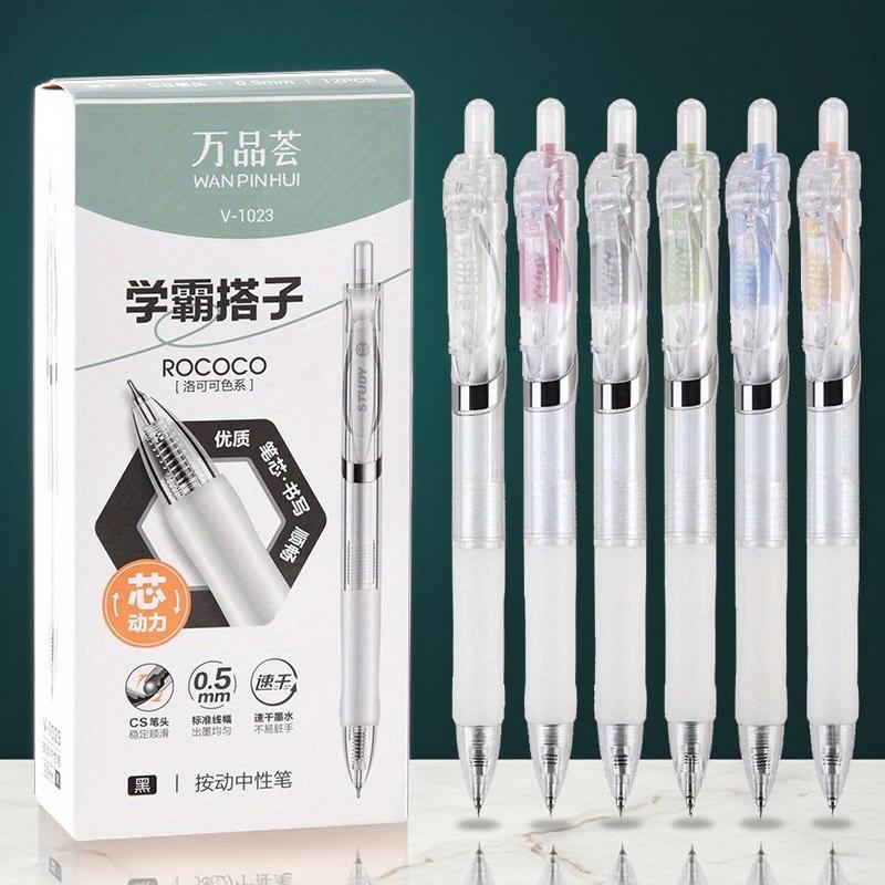 Kemila Push-button Gel Pen with 0.5mm Tip, CS Tip, Quick-drying, Designed for Student Exams, Black Ink