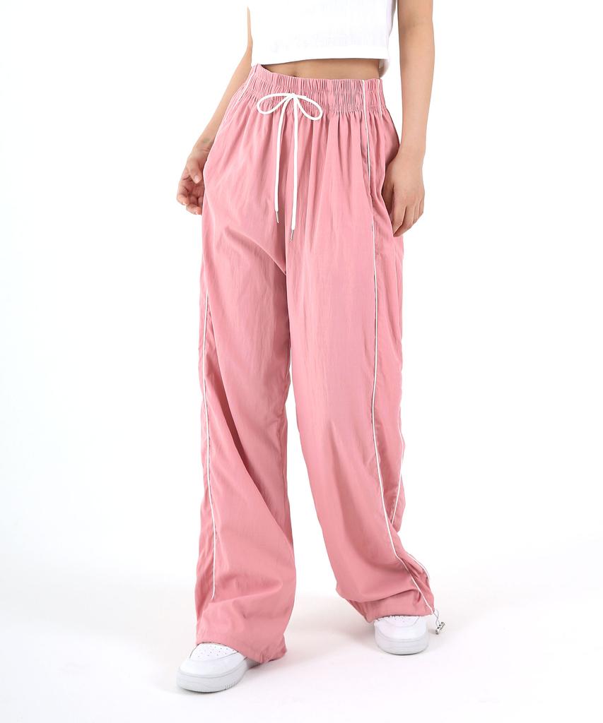 UMM Women'S Piping Line Wide Track Pants Pink