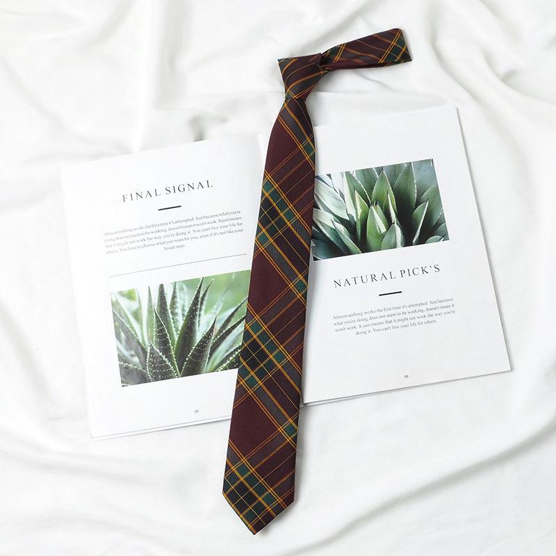 Lemon Sea Salt Plaid School Uniform Tie - Handmade Japanese Academy Style for Men & Women