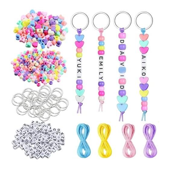 Renjzle DIY Bead Kit, Approximately 566 Pieces, Large Capacity Set, Accessory Making, Alphabet Beads, Keychain Parts, Craft Materials, Colorful