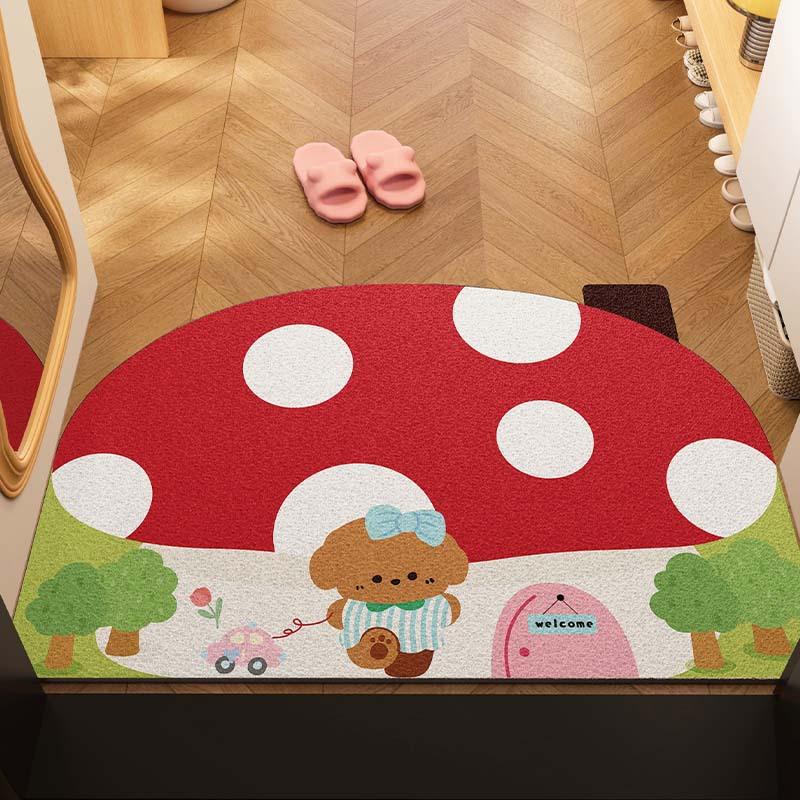 Cartoon Apple Entry Door Floor Mat Can Be Cut Silk Ring, Dirt-Resistant And Easy To Take Care Of, Entrance Door Floor Mat Entry Door Mat