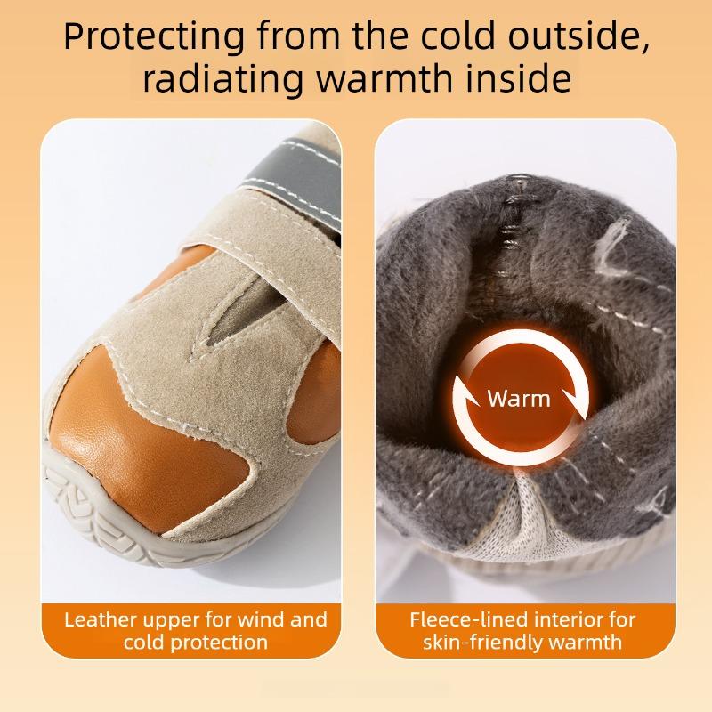 Winter Warme Hundeschuhe Anti-Rutsch Golden Retriever Bulldogge Schuhe Groß Outdoor Lichter Nacht Welpen Stiefel Samt Doppelten Schnallen