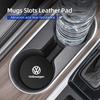 2Pcs Car Leather/Carbon Fiber Water Cup Coasters Anti-Slip Pads For VW Passat Golf Tiguan Polo Scirocco Jetta CC Touareg Touran QO9