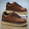 Scarpe invernali retrò britanniche con punta a conchiglia scarpe da tavola scarpe casual in pelle scarpe sportive suola spessa rialzanti a taglio basso scarpe Martin