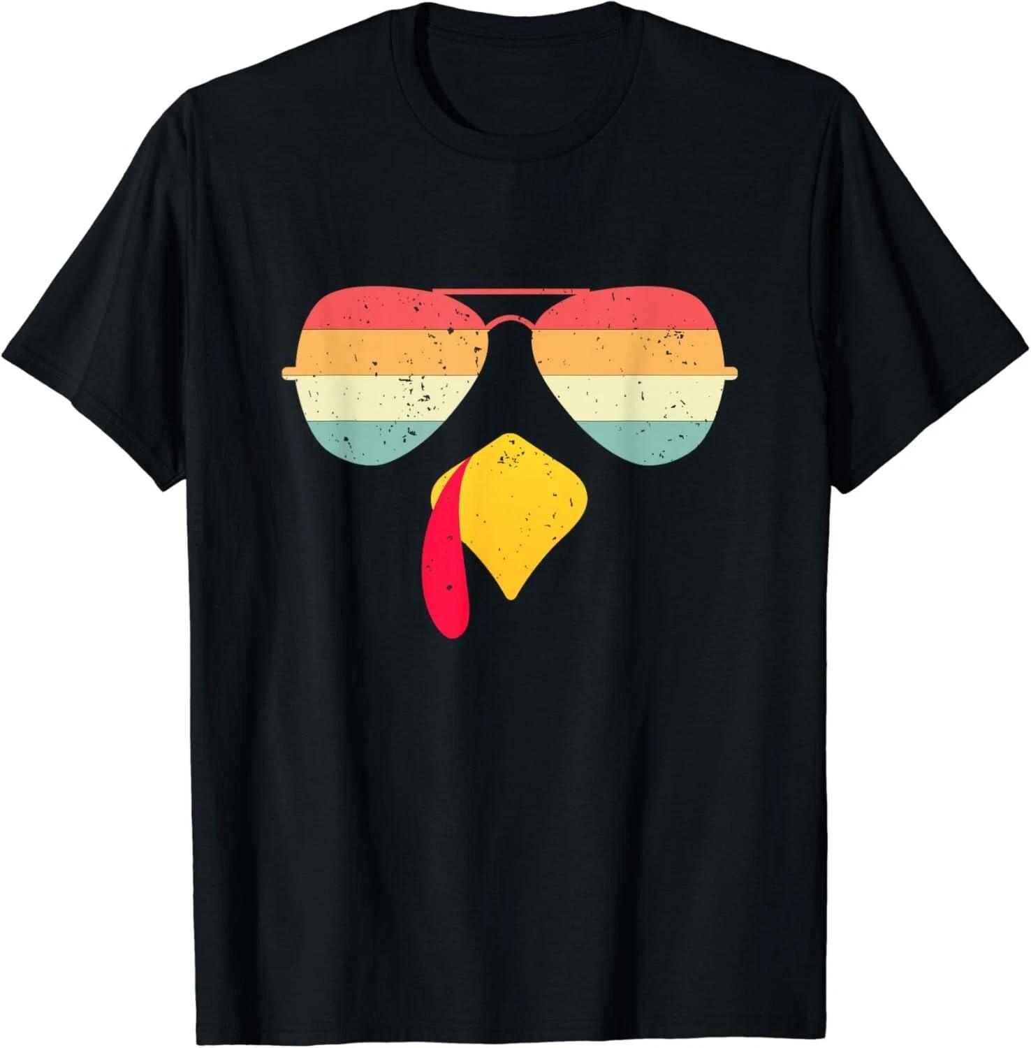 

Cool Turkey Face With Sunglasses Funny Thanksgiving For Boys Gift Unisex T-Shirt S