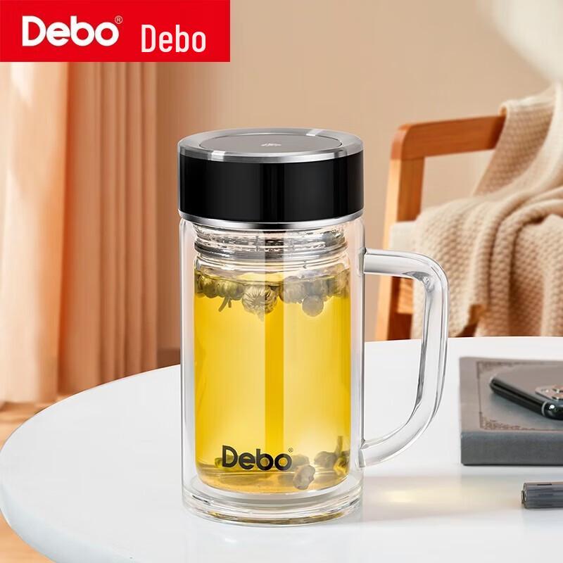 Debo Lavende Double Wall Glass Office Tea Cup