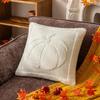 Fall Throw Pillow Cover 18"x18" Plush Pumpkin And Fluffy Maple Leaf Cushion Cover for Halloween Home Couch Sofa Bedroom Car