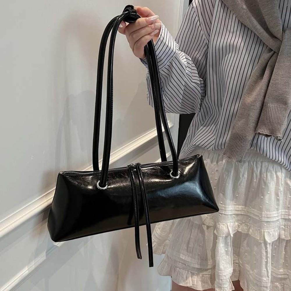 Y2K French Stick Handbag Solid Color Texture Underarm Bags All-match PU Shoulder Bag  Women