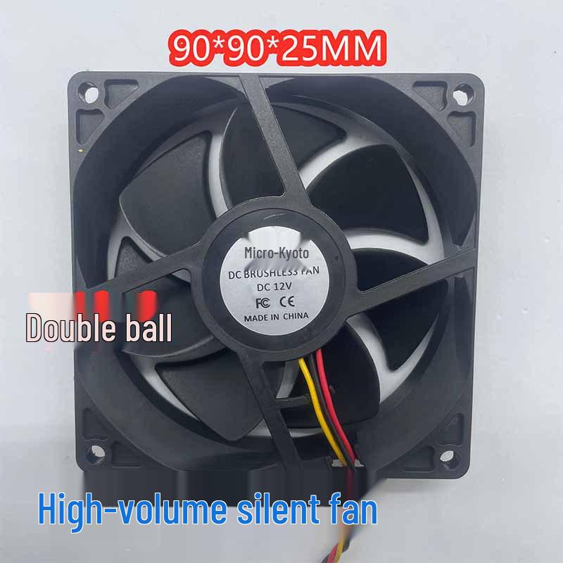 Micro-King 9CM 9025 12V 0.50A Double Ball Bearing High Airflow Fan Original 3-Wire
