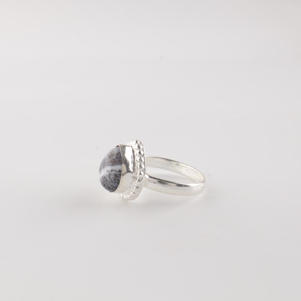 Natural Dendrite Opal Gemstone 925 Sterling Silver Handmade Jewelry Designer Wedding Ring For Braid RR-77-30