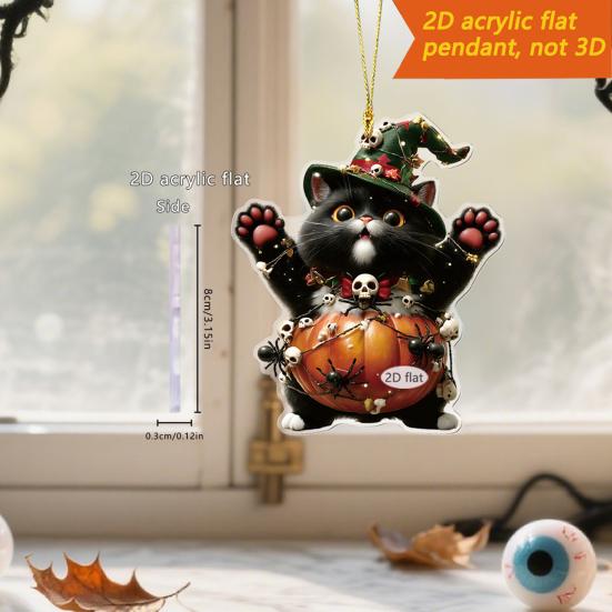 Car Hanging Ornament Cartoon Animals 2D Flat Acrylic Car Rearview Mirror Charm Halloween Auto Interior Pendant for Window Wall