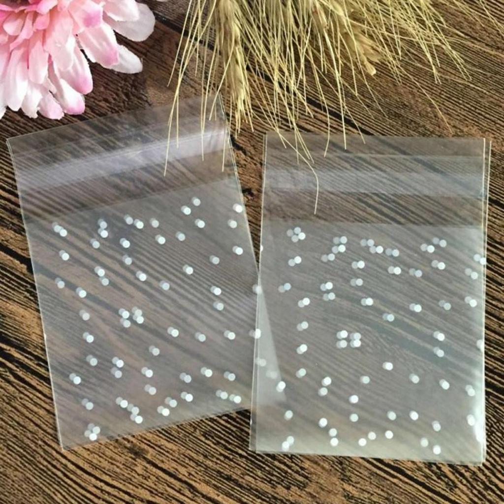 100Pcs Christmas Gifts Clear Dot Candy Cookie Bags Wedding Birthday Party Craft Self Adhesive Plastic Biscuit Packaging Gift Bag
