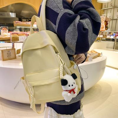 Japanese Style Campus Casual Solid Color Schoolbag Female, Simple and Versatile Lightweight Backpack High School Student Backpack