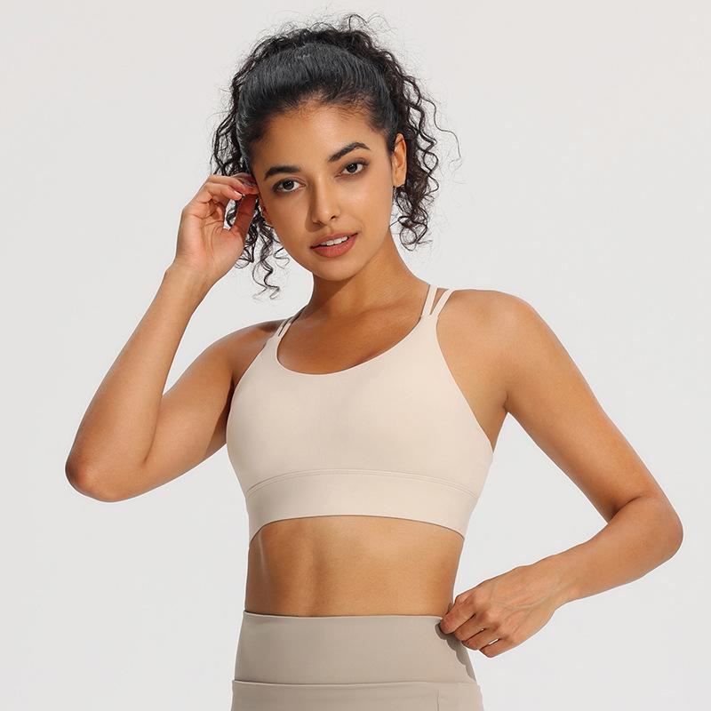 Soutien-gorge de sport de yoga antichoc à bretelles fines - Sèche rapidement, galbant et design dos magnifique