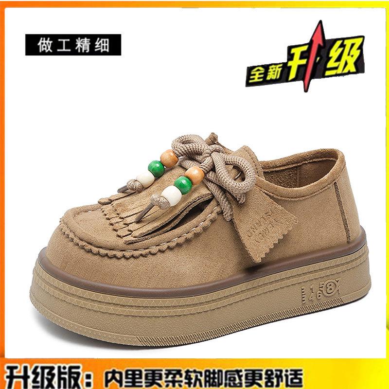 

Leather platform fringed women s new autumn retro single shoes versatile casual kangaroo 40