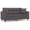 Vidaxl 2-Osobowa Sofa Z Poduszkami, Szara, 140 Cm, Sztuczna Skóra