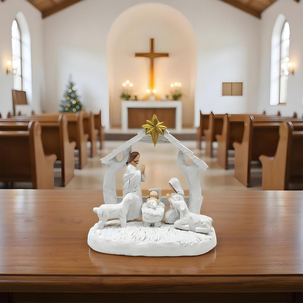 Nativity Figurines Manger Table Centerpieces Small Figurines Nativity Christmas Table Decorations For Indoor Desk Shelf Bedroom