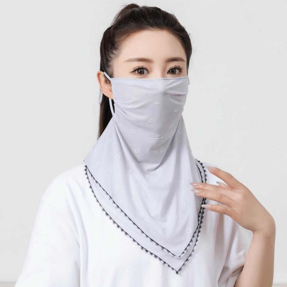 Lace Ice Silk Mask Elastic Face Cover Simple Triangular Scarf  Summer