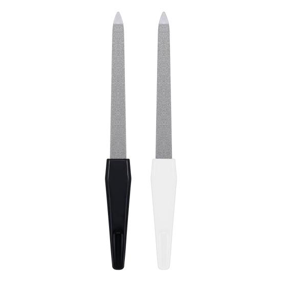 8Pcs Double-sided Metal Nail File with Ergonomic Non-slip Handle Professional Men Women Stainless Steel Gel Acrylic Fingernail File Emery Board