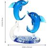 Double Crystal Glass Dolphins Figurines Collectibles, Miniature Handmade Sea Animal Sculpture Statue, Birthday for Women Men Kids, Home Office Desk