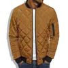 Men Baseball Jacket Coat Long Sleeve Bomber Jacket Outdoor Diamond-shaped Lined Jacket Plus Size