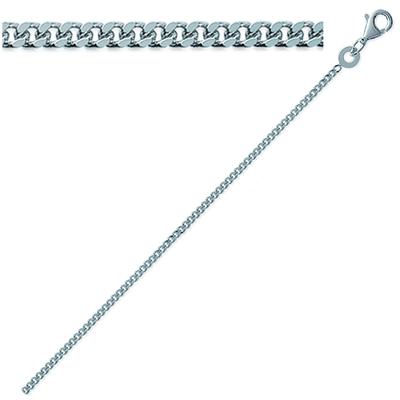 [Q9113] - Silver 'Maille Curmette' Silver Chain (rhodium-plated) - 40 Cm 1. 7 Mm