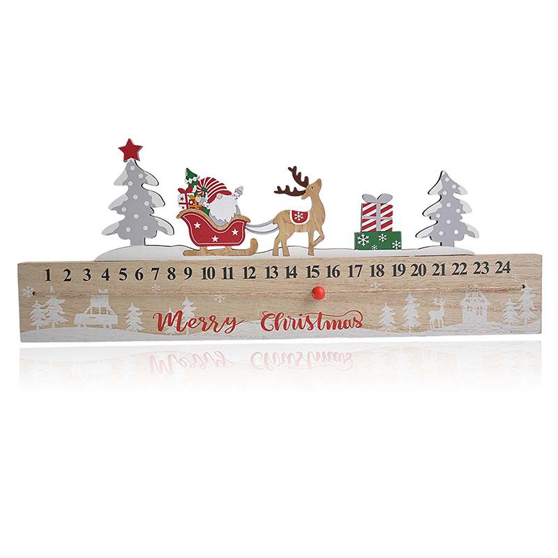 1PC Wooden Ornaments Countdown Gifts Christmas Festival Mobile Practical Painted Decorations Calendar