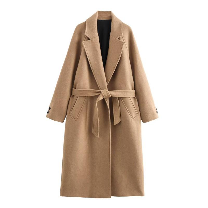 Womens Casual Belted Long Coat Stylish Loose Fit Solid Color 2025 Outerwear
