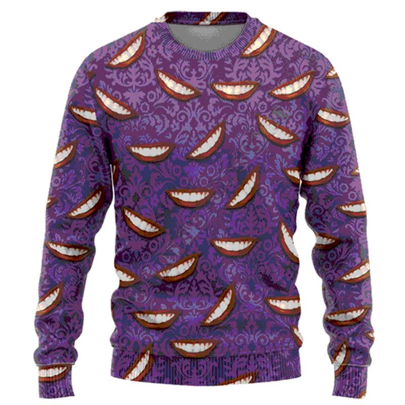 Spring and Autumn Men's Round Neck Sweater Comfortable Casual 3D Digital Tattoo Printed Long Sleeve Top