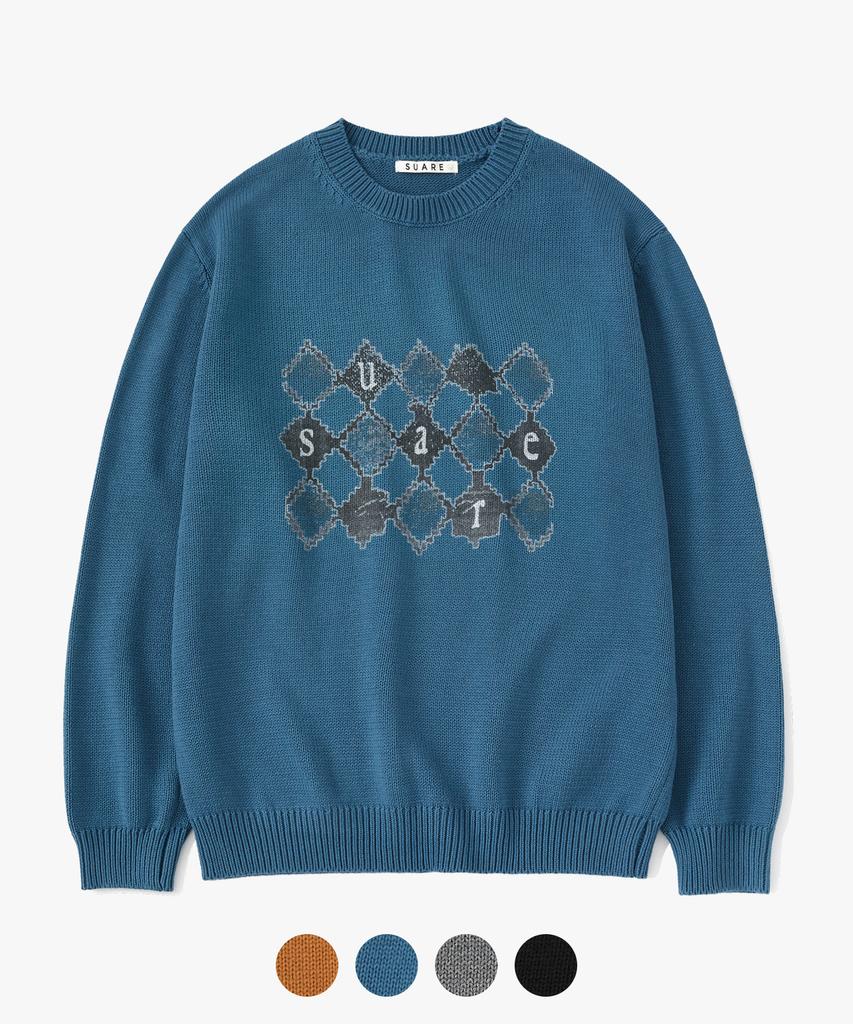 SUARE Cotton Argyle Graphic Knit - 4 Colors