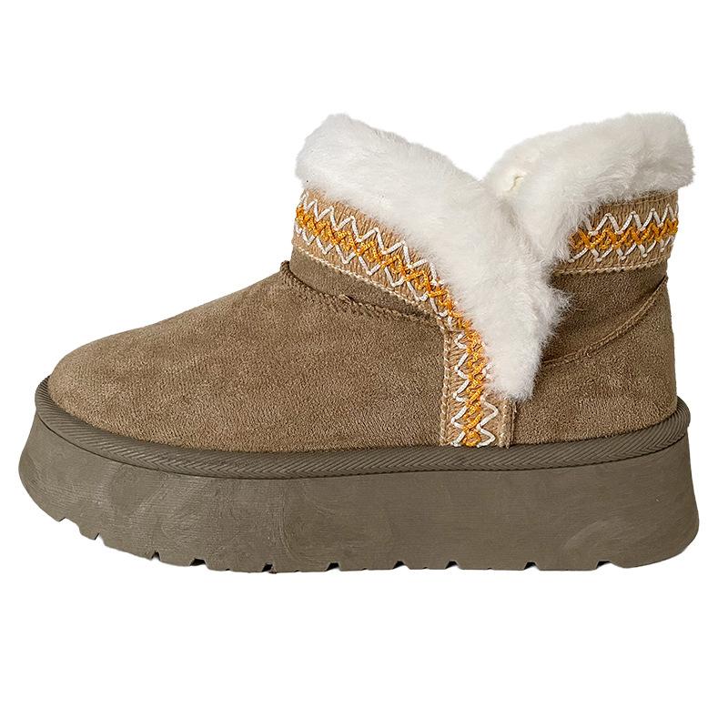 

B2002 зимние ботинки на платформе женская обувь 2024 года новые высокие хлопковые туфли студенческие универсальные нишевые северо-восточные круглые рукава 40 хаки