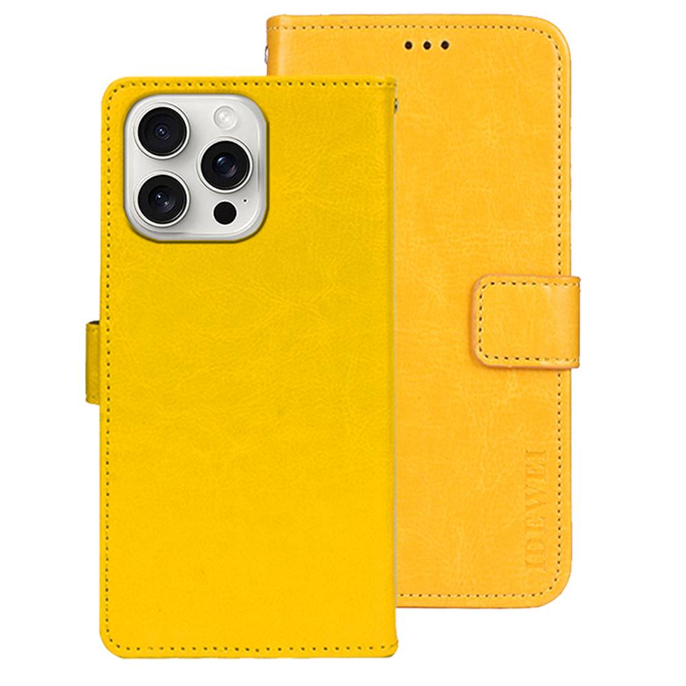 

IDEWEI For iPhone 16 Pro Max Stand Case Crazy Horse Texture Leather Phone Cover D