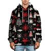 Men's Christmas Print Flannel Hoodie Hooded Casual Pullover Sweatshirt for Fall Winter