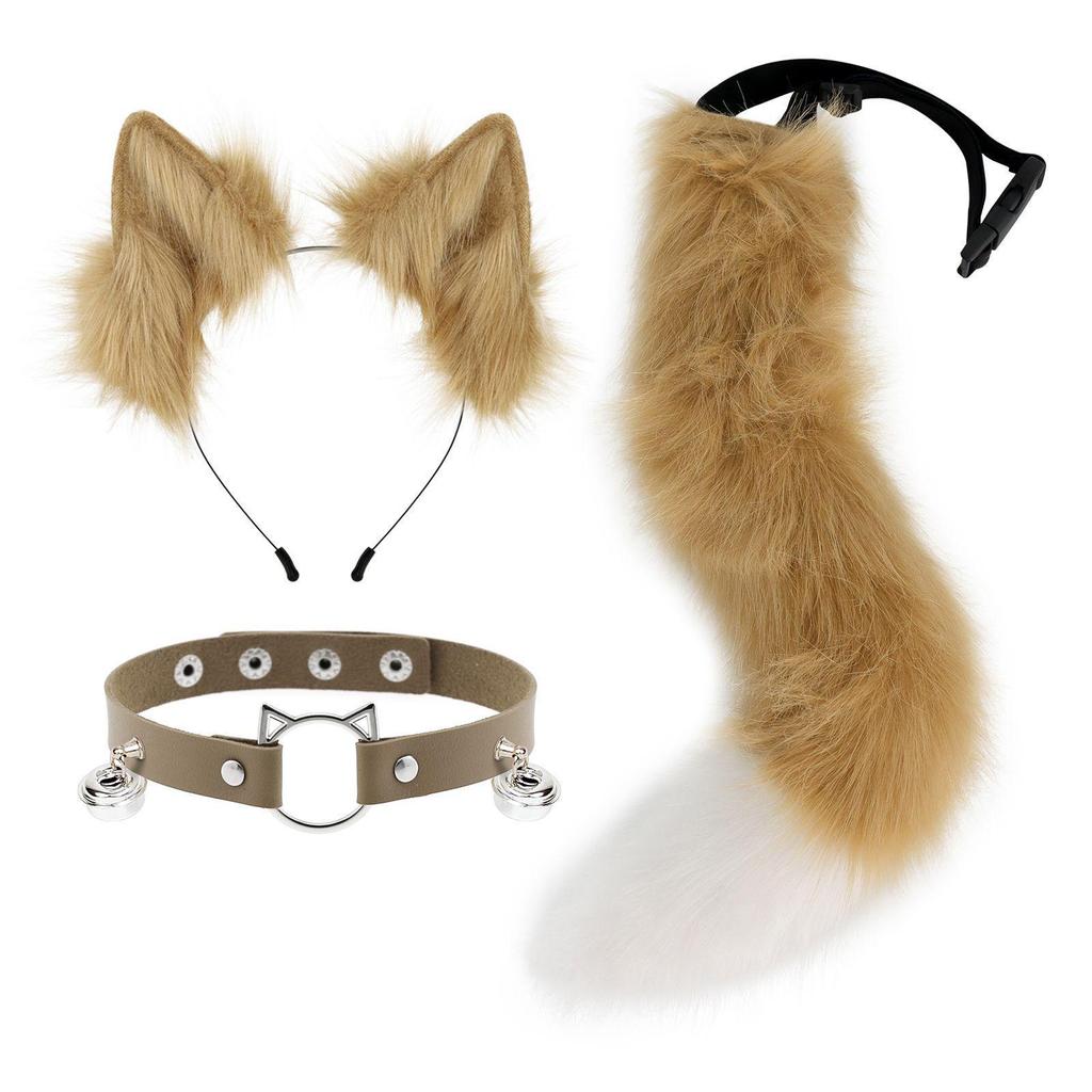 Katzenohr-Haarreif & Schwanz-Halsband Set - Niedliche Catgirl Haar- & Schwanz-Accessoires