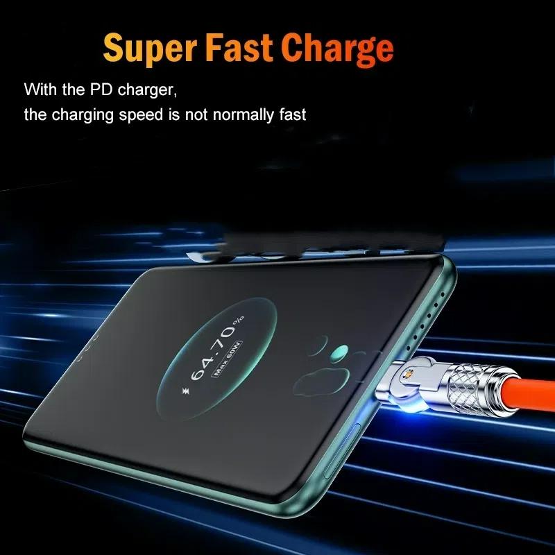 120W PD USB C To Type C Cable Elbow 180 Degree Rotation Super Fast Charge For Samsung S24 S23 S22 Ultra Huawei Laptop Data Sync