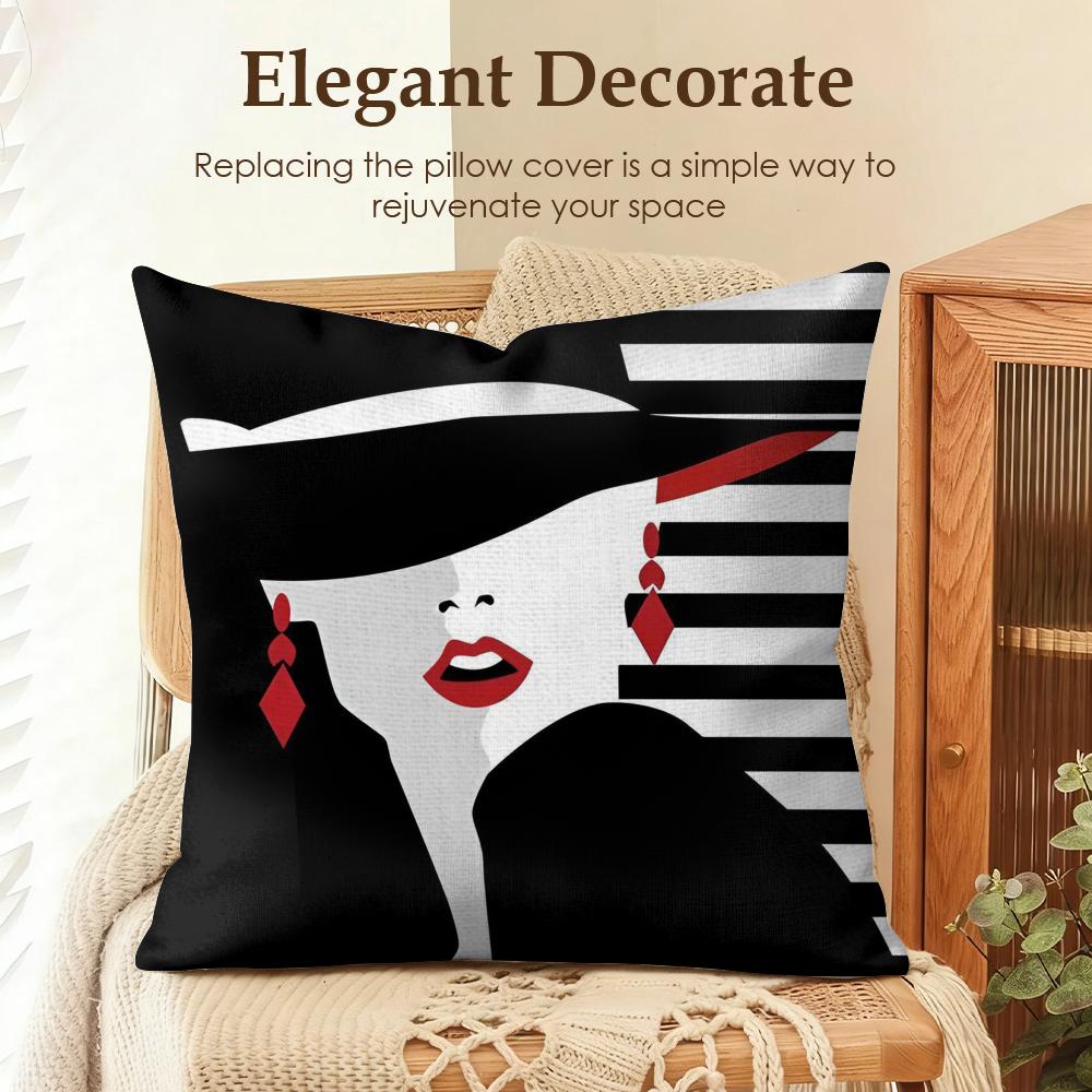 

Vantage Elegant Lady Pattern Cushion Cover Natural Linen Organic Fabric DoubleSided Printing Sofa Home Decor Gift Pillow Case 30x30cm