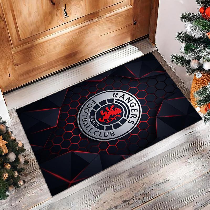 Rangers FC Soccer Football Pattern Soft Area Rug Non Slip Indoor Floor Carpet Sports Decor Mat for Bedroom