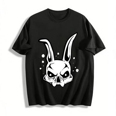 Dark Skull Rabbit Print Cool Trendy Men's Casual Crewneck T-Shirt Pure Cotton T-shirt