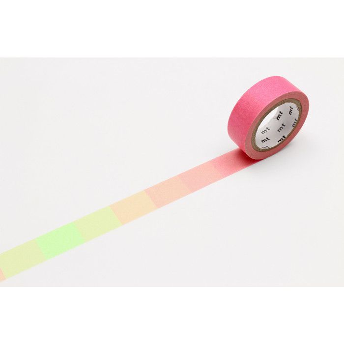 Masking tape dégradé fluo rose et vert - 1,5 cm x 7 m