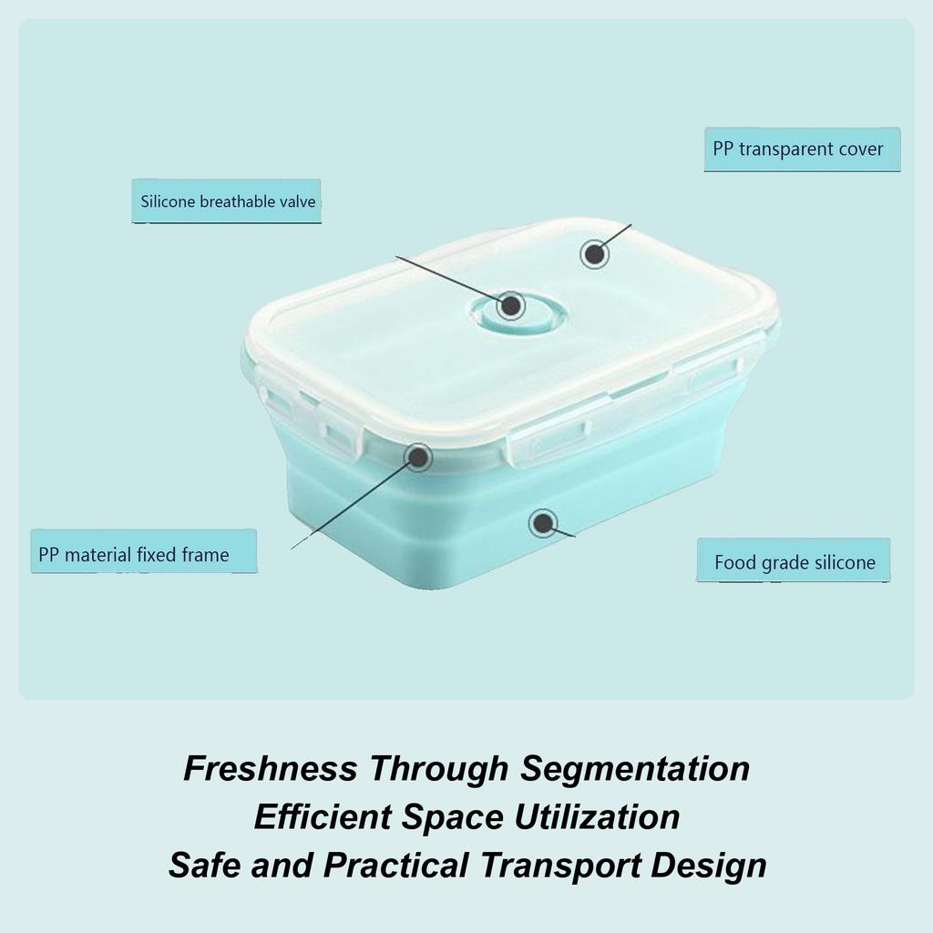 Faltbare Lebensmittelaufbewahrungsbehälter Silikon-Lunchbox mit Deckel Lebensmittelbehälter Küche Stapelbare Lunchbox für Speisekammer Gefrierschrankgeeignet