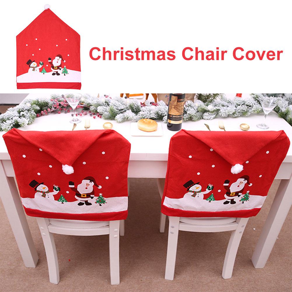 1-5Pcs Christmas Chair Cover Red Non-woven Chair Cover Christmas Table Decoration Dining Chair Cover Xmas Party Party Supplies