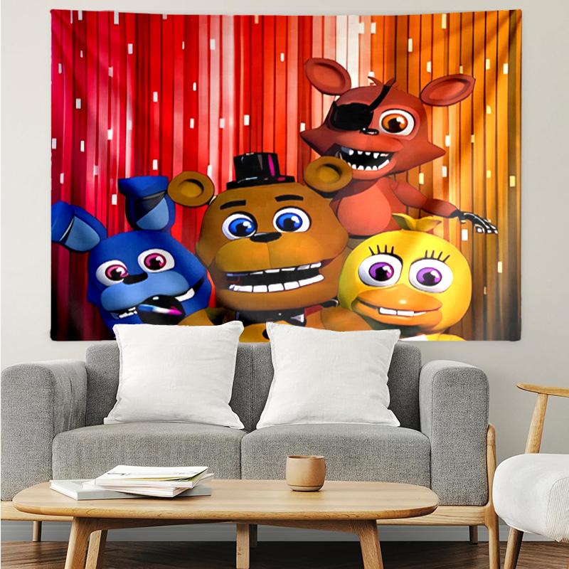 Five Nights At Freddy's2 Tapestry for Bedroom Aesthetic Classroom Tapestries Wall Hanging for Living Room Dorm Office,Ideal Creative Gift