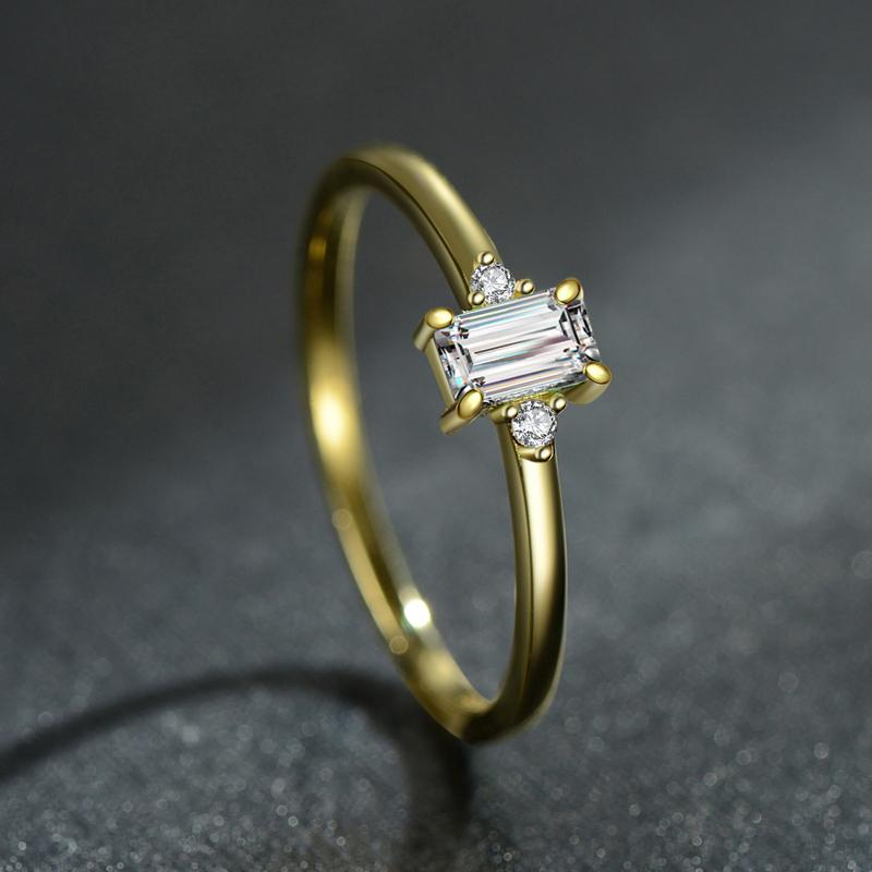 Modian 925 Sterling Silber klassischer Charme Smaragdschliff Zirkonia Fingerringe für Frauen hypoallergener Hochzeitsschmuck
